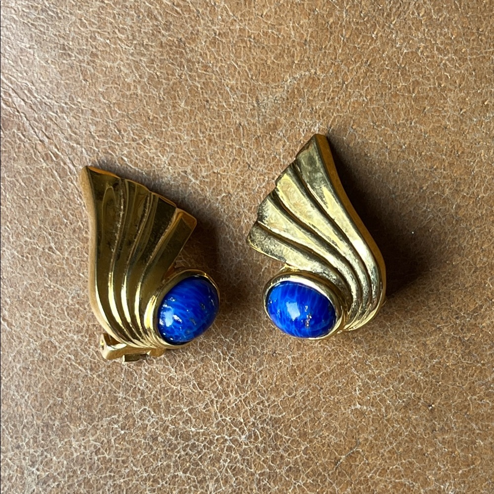 Gold & lapis Christian Dior earrings